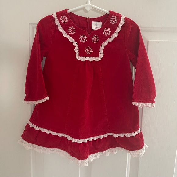 Hanna Andersson Corduroy Red Dress Snow Flake 100 - Picture 11 of 12